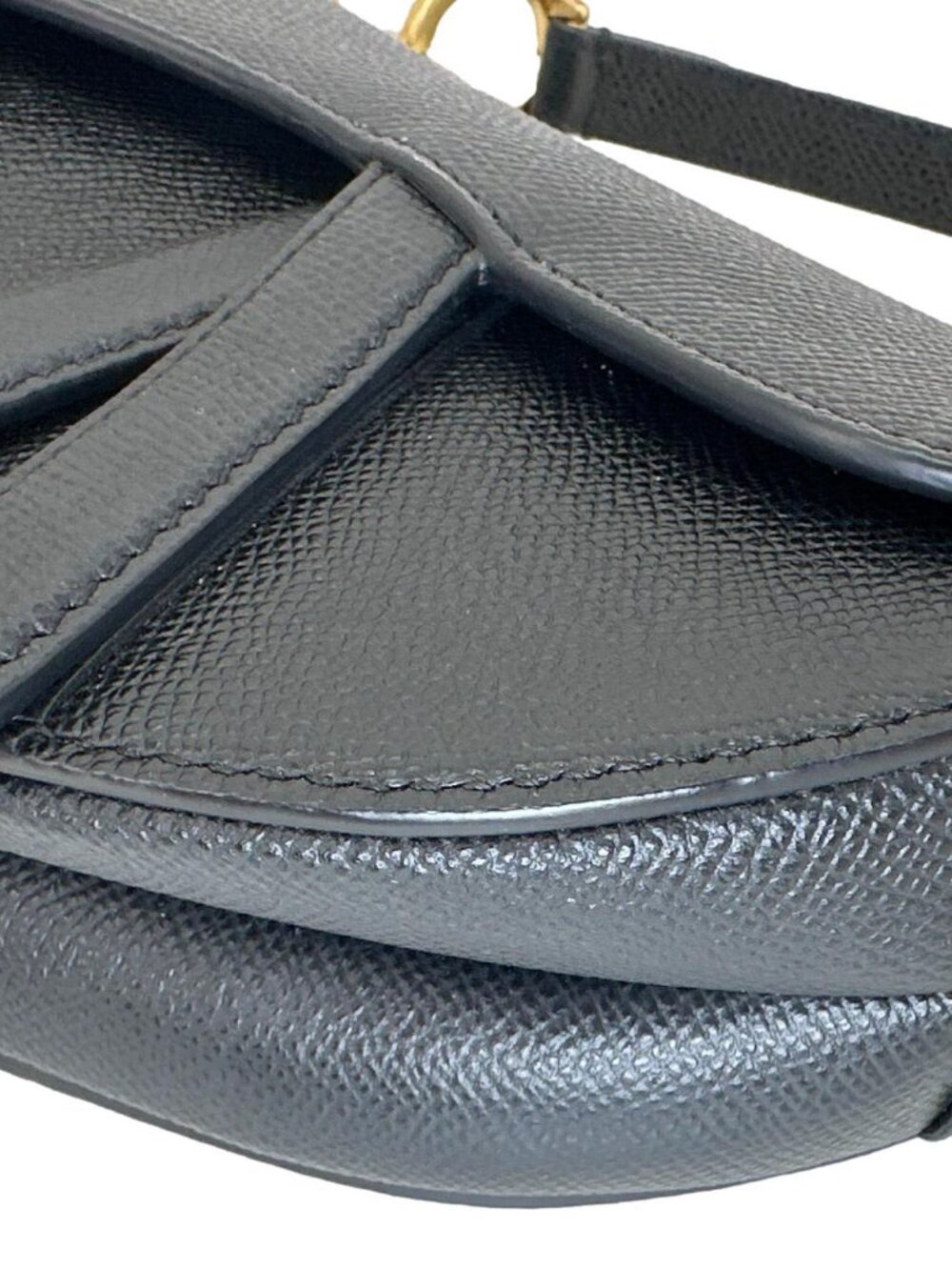 CHRISTIAN DIOR Saddle Mini Grained Calfskin Leather Shoulder Bag Black - Picture 8 of 13